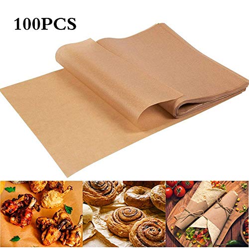 JJYHEHOT 100PCS Papel para Hornear Bandeja para Hornear Bandeja para Hornear 40 x 30 cm (Formato de Hoja) Sin Grasa ni Aceite, se Puede Cortar a Medida, Revestimiento Antiadherente