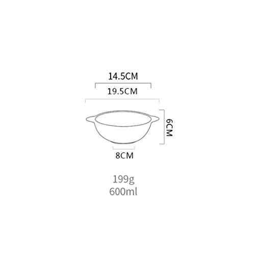 JLWM Cuenco para Sopa con Asa De Porcelana Cerámico, Estilo Japonés Cuencos para Sopa Tazón con 2 Asas Horno Microonda Cocina Vajilla para Tallarines Fuente Ramen Desayuno Fruta Ensalada-K-600ml