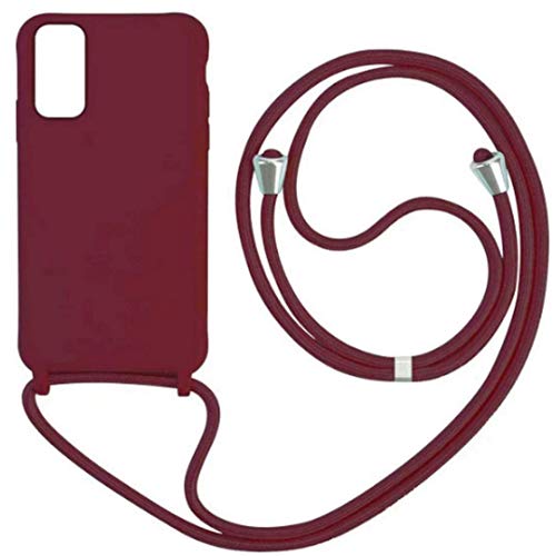 JMstore Funda con Cuerda Compatible con Samsung Galaxy S10 Plus Ajustable Collar Correa de Cuello Cordón Carcasa de Silicona Colgante (Rojo)