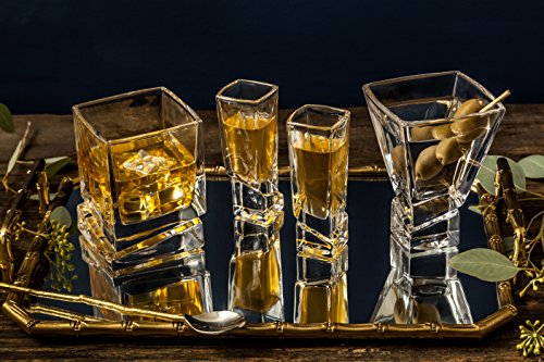 JoyJolt Carre - Copas de whisky cuadradas, vasos de whisky antiguos, 10 onzas, vidrio de whisky ultra transparente para bourbon y licor, juego de 2 cristalería