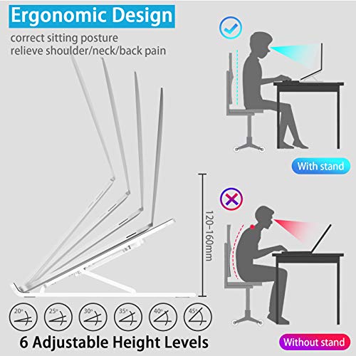 JPARR Soporte Portátil Plegable, Soporte para Computadora Netbooks de Ventilado, Soporte para Laptop Adjustable de Múltiples Ángulos,para Laptops/Teléfonos Móviles/Tabletas/Kindles/Nintendo