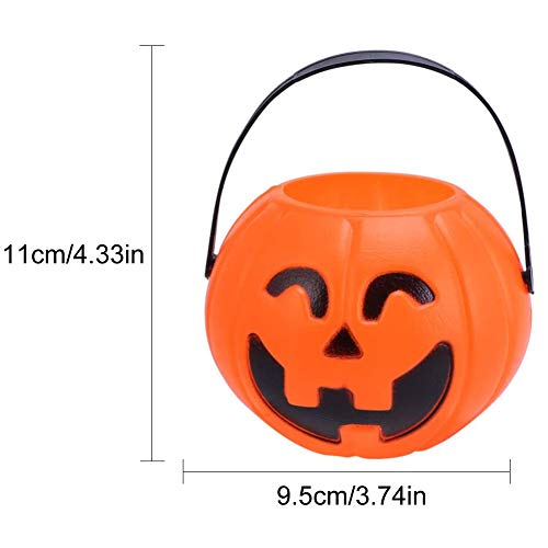 JPYH 4 Piezas Cubo de Calabaza de plástico de Halloween，niños Barril del Caramelo Fiesta Conteniotre de Dulces para Halloween Accesorios Decoraciones