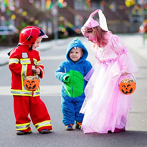 JPYH 4 Piezas Cubo de Calabaza de plástico de Halloween，niños Barril del Caramelo Fiesta Conteniotre de Dulces para Halloween Accesorios Decoraciones