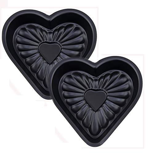 Juego de 2 moldes para tartas con forma de corazón, antiadherentes, 28 x 26 x 4 cm