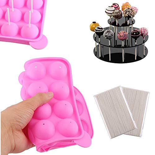 Juego de 20 moldes de silicona para tartas y 220 palitos y 220 palitos de chocolate, moldes de caramelo duro para magdalenas, moldes para repostería, cacerolas para fiesta de baby shower