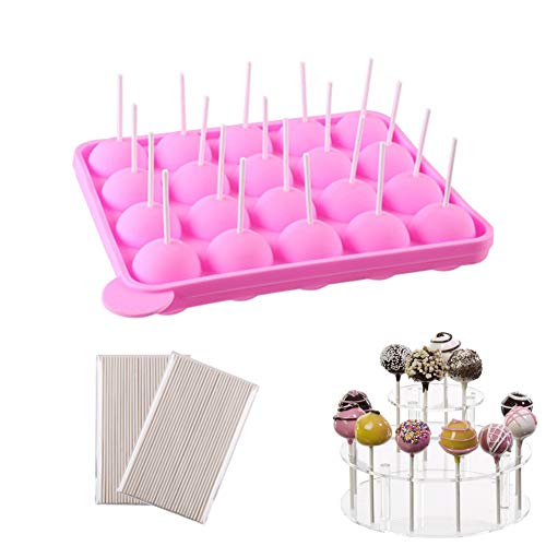 Juego de 20 moldes de silicona para tartas y 220 palitos y 220 palitos de chocolate, moldes de caramelo duro para magdalenas, moldes para repostería, cacerolas para fiesta de baby shower