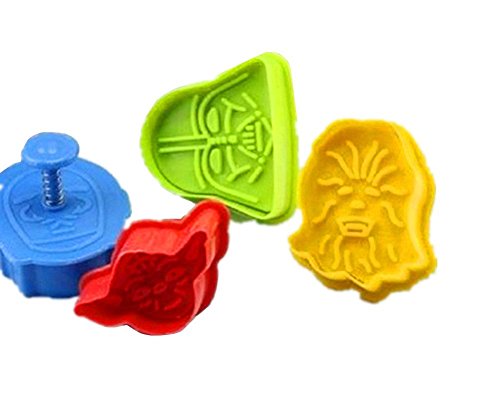 Juego de 4 cortadores de galletas de Star Wars para moldes de tartas, fondant, horneado