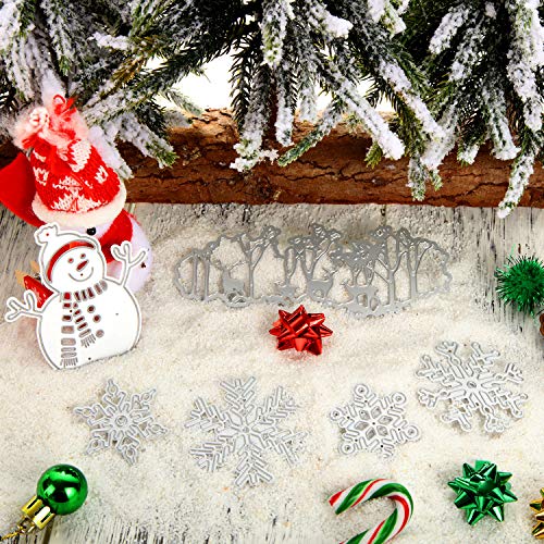 Juego de 8 Troqueles de Navidad Plantillas de Metal de Navidad 3D Troqueles de Muñeco de Nieve Copo de Nieve Ciervo para Manualidades Navideños, Scrapbooking, Hacer de Tarjetas