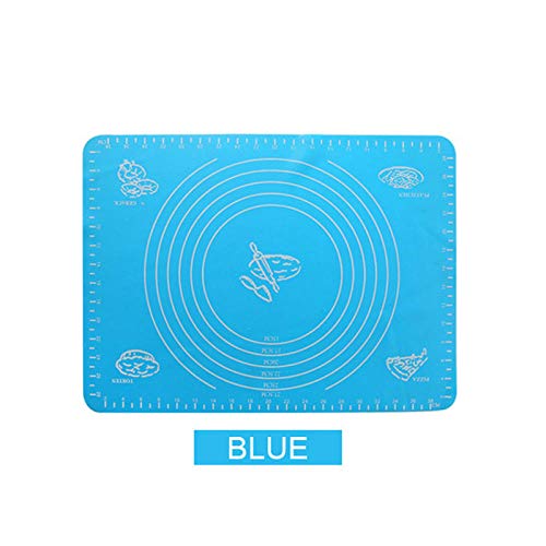 Juego de alfombrillas de silicona para hornear con medición Alfombrilla rodante para pastelería Sin BPA Almohadilla resistente al calor Cocina Cocinar Pastelería Hoja Horno Línea-Azul