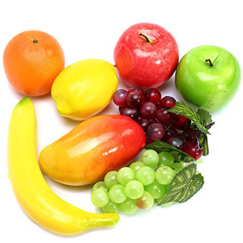 Juego de alimentos decorativos de frutas de plástico artificial, 8 piezas, para decoración del hogar o la cocina