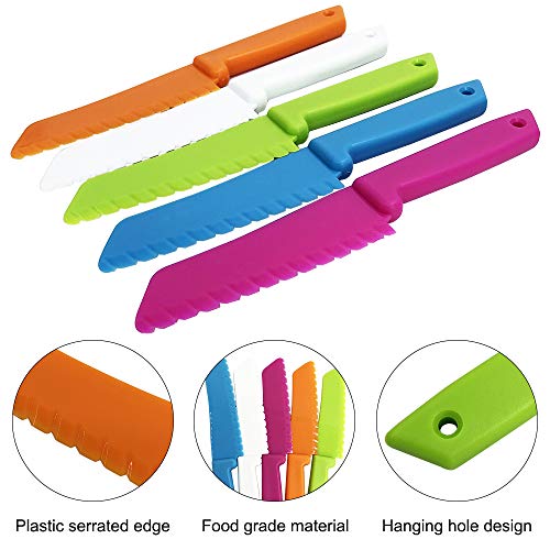 Juego de cuchillos de cocina de 10 paquetes, cuchillos de cocina YuCool con tablas de cortar para niños y adultos -Multi colores