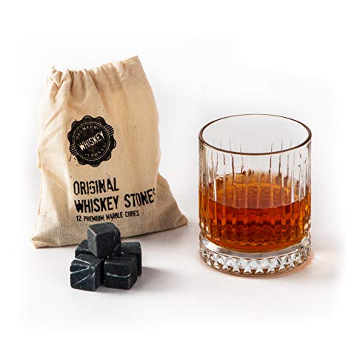 Juego de Regalo Whiskey | Vaso de Whiskey Grande Estilo Antiguo | 12 pzas Piedras de Whiskey con Caja de Regalo | Regalo Perfecto para Papá | Mejor Vaso de Whiskey como Regalo para Hombres