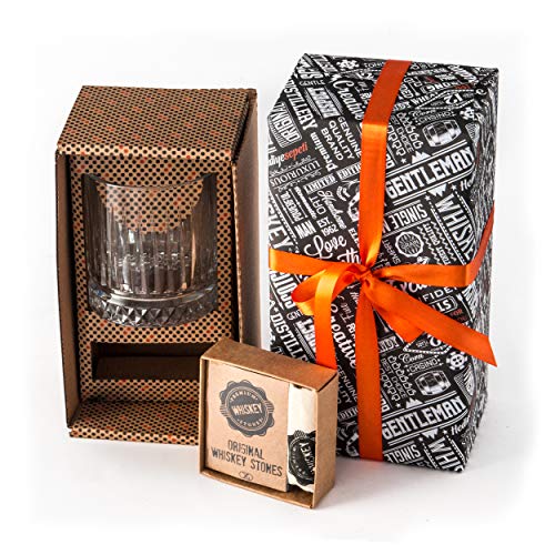 Juego de Regalo Whiskey | Vaso de Whiskey Grande Estilo Antiguo | 12 pzas Piedras de Whiskey con Caja de Regalo | Regalo Perfecto para Papá | Mejor Vaso de Whiskey como Regalo para Hombres