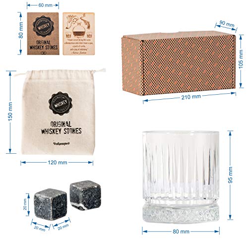 Juego de Regalo Whiskey | Vaso de Whiskey Grande Estilo Antiguo | 12 pzas Piedras de Whiskey con Caja de Regalo | Regalo Perfecto para Papá | Mejor Vaso de Whiskey como Regalo para Hombres