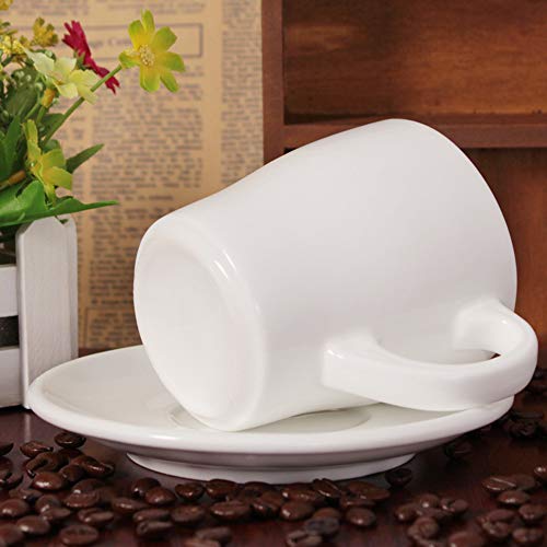 Juego de tazas de café expreso con platillos, tazas de café de porcelana, cerámica, blanco, para té de capuchino con leche, cacao