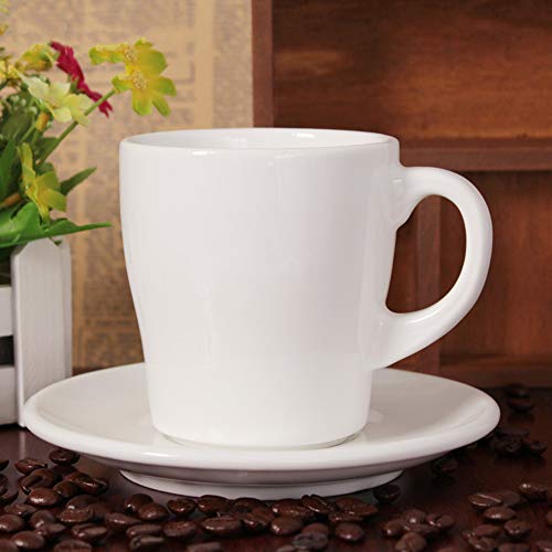 Juego de tazas de café expreso con platillos, tazas de café de porcelana, cerámica, blanco, para té de capuchino con leche, cacao