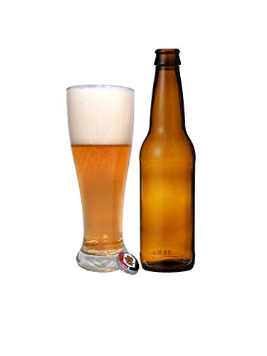 Juego de vasos de cerveza Nucleated Pilsner Craft Brimley 463 ml para beber cerveza Set de 4 con posavasos de silicona