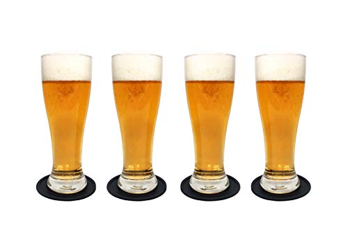 Juego de vasos de cerveza Nucleated Pilsner Craft Brimley 463 ml para beber cerveza Set de 4 con posavasos de silicona