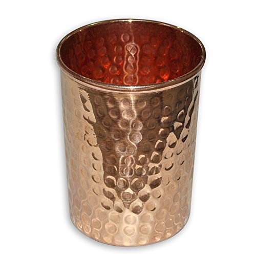 Juego de vasos de cobre puro, vasos de agua ayurvédica, capacidad 350 ml