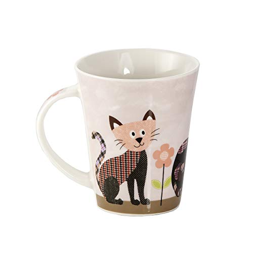 Juego Tazas de Café, Tazas Desayuno Originales de Té Café, Porcelana con Diseño de Gatos, 4 Piezas - Regalos para Amantes de los Gatos Hombres y Mujeres