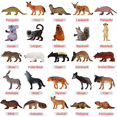 Juguete de animales de Zoo World, juego de 25 piezas de animales de la selva realistas (10 cm), plástico, para niños y niñas Gran idea de regalo o recuerdo de fiesta para niños