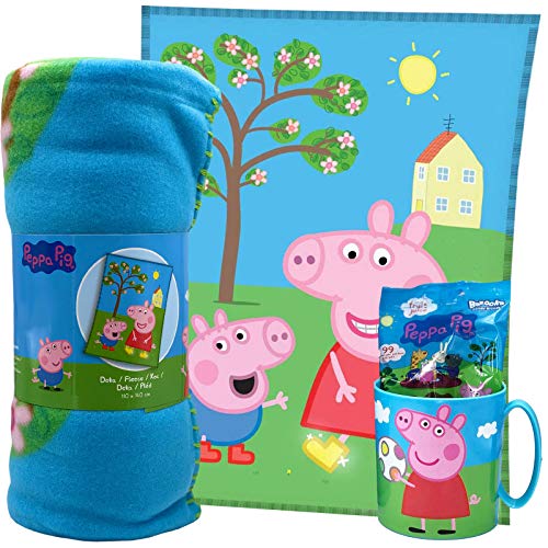 JuniorToys Peppa Pig Set de Regalo con Manta Taza y Gomas de Frutas Peppa Wutz