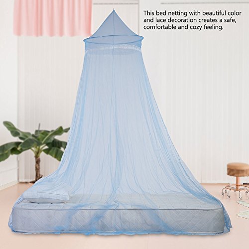 Junluck Cortinas de la Cama con Dosel, Hermoso Encaje Seguro Hermoso Color de la Cama con Dosel, Hotel cómodo para el Dormitorio de la niña Dormitorio para el hogar(Blue)