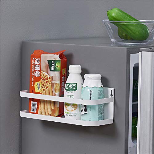 JUNSHUO Magnético Especias Estante para Frigorífico, Estante de Almacenamiento para Pared, Organizador de Condimento para Cocina, la Absorción en Frigoríficos y Superficies de Metal (Blanco)