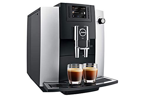 JURA E6 Platina Independiente Máquina espresso Negro, Platino 1,9 L 16 tazas Totalmente automática - Cafetera (Independiente, Máquina espresso, 1,9 L, Molinillo integrado, 1450 W, Negro, Platino)