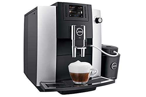 JURA E6 Platina Independiente Máquina espresso Negro, Platino 1,9 L 16 tazas Totalmente automática - Cafetera (Independiente, Máquina espresso, 1,9 L, Molinillo integrado, 1450 W, Negro, Platino)