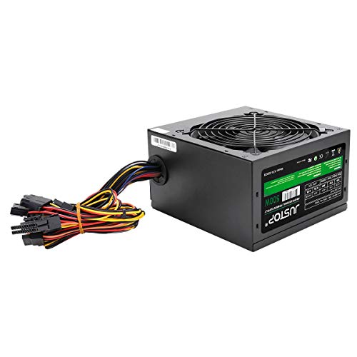 JUSTOP 500W ATX PC fuente de alimentación PSU 120 mm ventilador de refrigeración silencioso, 3 x SATA / 24 pines / 4 pines 12V / 2x MOLEX