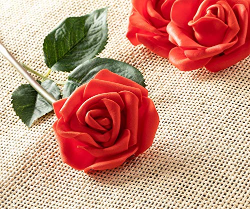 Juvale Rose Flores Cabezales – 100 unidades rosas artificiales, perfecto para decoración de bodas, baby showers, manualidades – rojo, 3 x 1,25 x 3 pulgadas