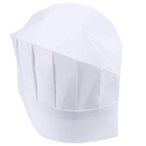Juvale Sombreros de chef desechables de papel blanco (paquete de 24) - Ajustable - 20-22 pulgadas en circunferencia
