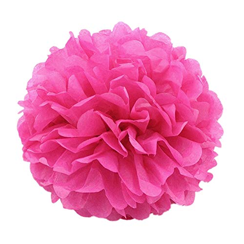 JZK® 10 x fucsia pompones de papel flores 25 cm decoraciones cumpleaños boda comunión bautismo graduado de nacimiento de Halloween Navidad, pompon pon pom pompóm dormitorio decorativo fiesta en el jardín