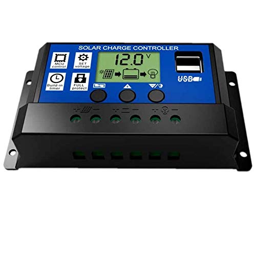 JZK 20A 12V / 24V Panel Solar Inteligente Controlador de Carga con Pantalla LCD y Puerto USB, protección contra sobretensión, regulador de Carga Solar para lámpara batería Panel Solar Iluminación LED