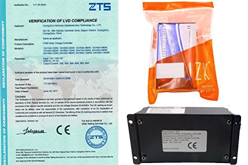 JZK 20A 12V / 24V Panel Solar Inteligente Controlador de Carga con Pantalla LCD y Puerto USB, protección contra sobretensión, regulador de Carga Solar para lámpara batería Panel Solar Iluminación LED