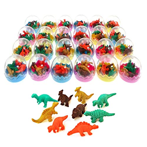 JZK 24 Huevos Dinosaurio con Poca Goma Juguete Dinosaurio Mini borrar Borrador lápiz Juguete para niños Fiesta a los niños Fiesta cumpleaños Rellenos Bolsas Regalo cumpleaños para niños niñas