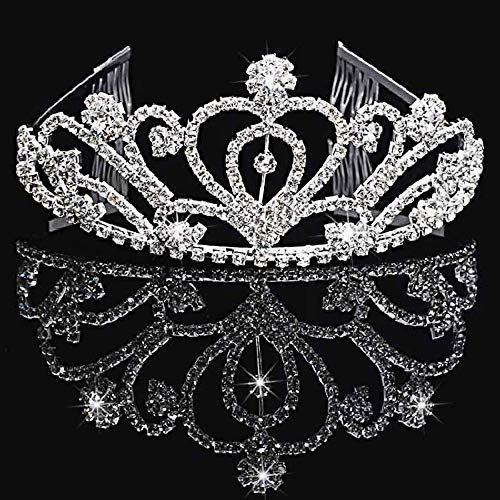 JZK Diadema Boda Novia Corona de Princesas Corona Brillante Diadema de Diamantes de imitación Tiara de Cristal para Fiesta Boda Novia Princesas