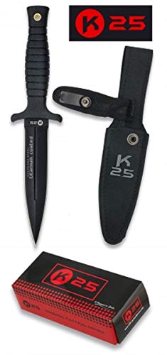 K25-31699 - Cuchillo K25 Mango de Goma. Funda Nylon. Herramienta para Caza, Pesca, Camping, Outdoor, Supervivencia y Bushcraft