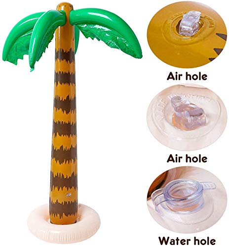 KAHEIGN 11Pcs Palmera Inflable Flamencos Inflables Loro Delfín Plátano Pelotas de Playa Juguetes para Decoración de Fiesta de Hawaii Telón de Fondo de Fiesta Luau - con Bomba de Aire