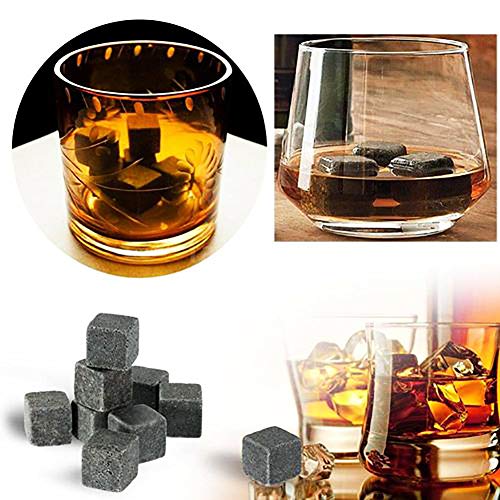 Kalaokei - Juego de 6 cubos de mármol para enfriar bebidas de whisky, accesorios para cóctel 9pcs White