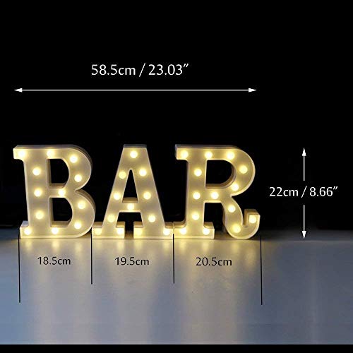 Kaliya LED BAR Marquee Sign Marquee Word Sign - Luz de letrero de bar de pub preiluminada Funciona con batería