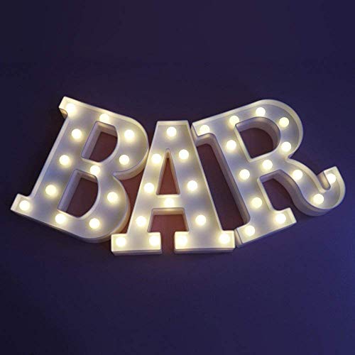 Kaliya LED BAR Marquee Sign Marquee Word Sign - Luz de letrero de bar de pub preiluminada Funciona con batería
