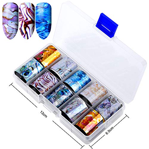 Kalolary Nail Art Foil, 30 colores Holográfico Nail Stickers Tips Wraps Foil Transfer Sticker Glitters Kit de decoración para manicura Acrílico DIY Decoración (3 Caja / 30pcs)