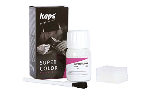 Kaps Tinte para Zapatos y Bolsos de Cuero y Textil con Esponja y Brocha, Super Color, 70 Colores (151 - Natural)