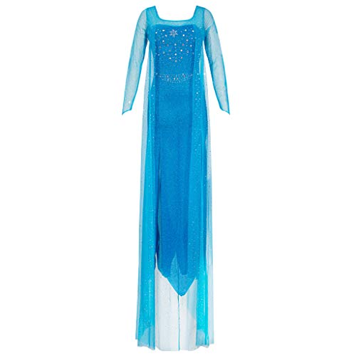 Katara 1768 - Vestido de Princesa Elsa Reina de Hielo - Vestido Elegante, Disfraz de Carnaval, Mujeres, Azul, L