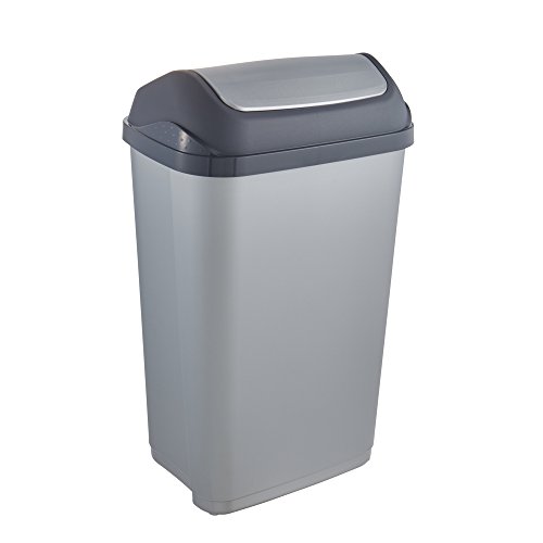 keeeper Cubo de Basura con Tapa Basculante, 50 l, Swantje, Plateado