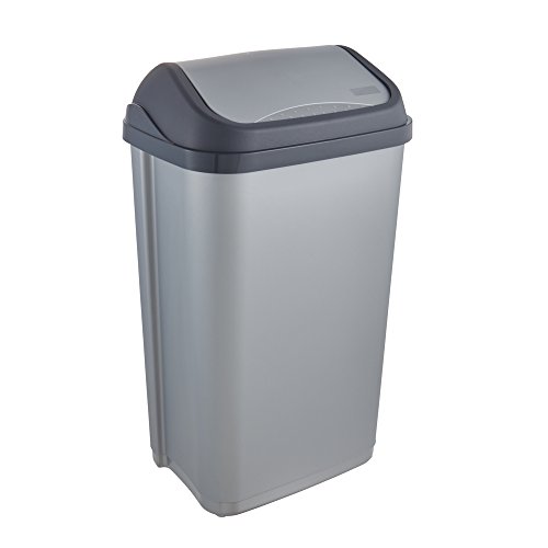 keeeper Cubo de Basura con Tapa Basculante, 50 l, Swantje, Plateado