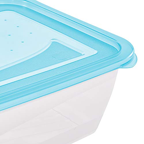 keeeper Set de 3 Fiambreras, 3 x 1,25 l, 20,5 x 15,5 x 6,5 cm, Fredo Fresh, Azul transparente