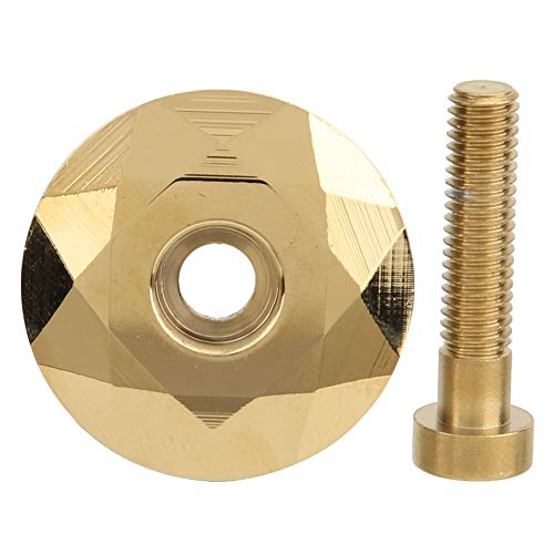 Keenso Tornillo y Tapa para Dirección de Bicicleta, Tornillo y Tapa de Potencia, Accesorios para Bicicletas(Oro)